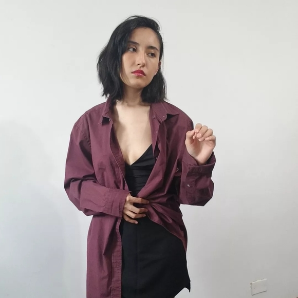 Maroon Long Sleeve Button Up - Picture 4 of 4